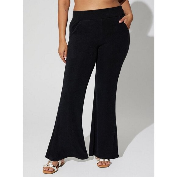 Torrid Full Length Terry Cloth Flare Beach Pant Black Size 3 - Picture 3 of 5